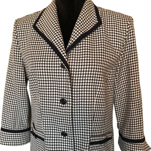 Sag Harbor Vintage Houndstooth Blazer: 80s Black White Textured Jacket, Size 8 - Picture 9 of 14